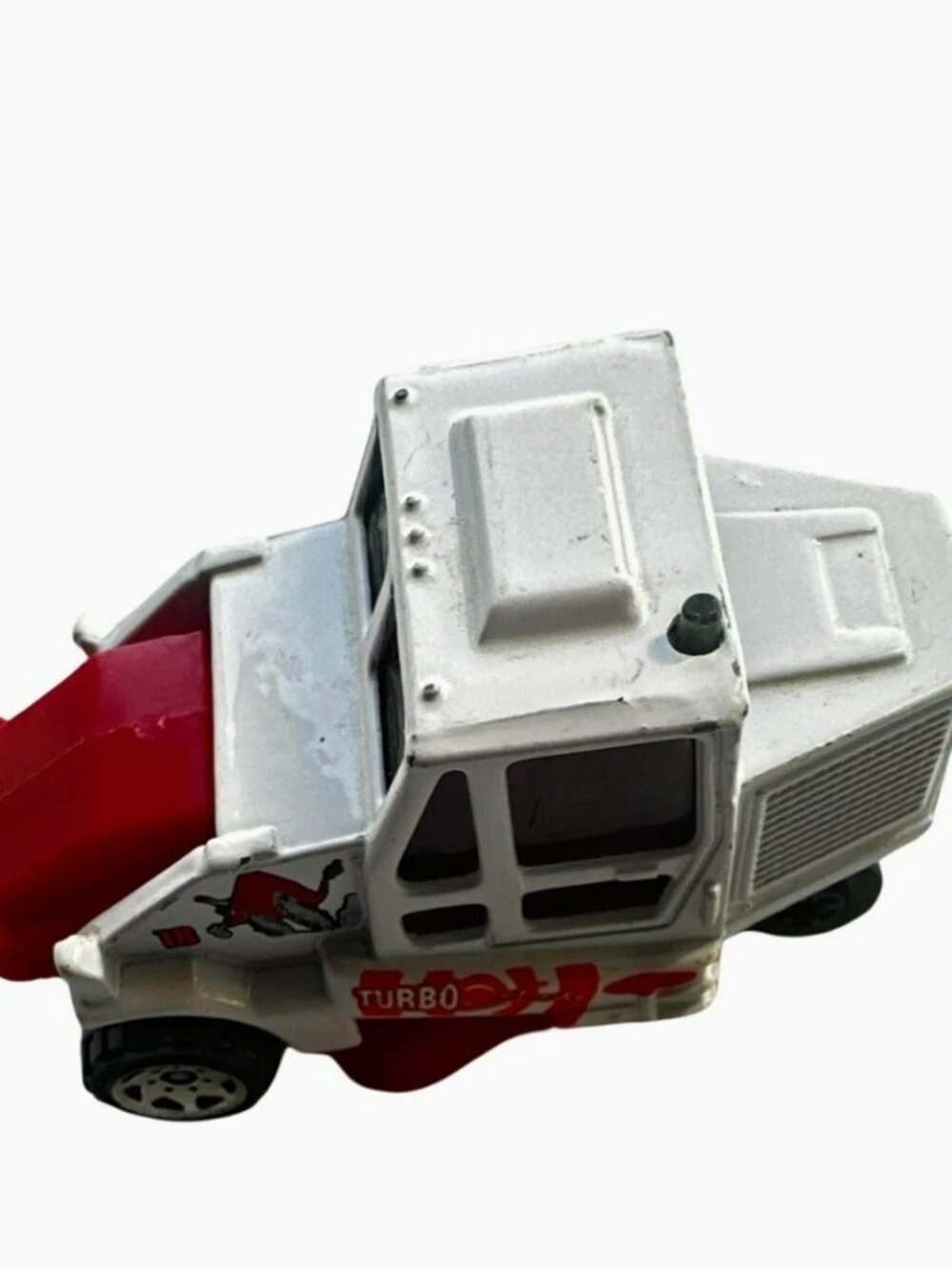 Matchbox Turbo Street Cleaner Sweeper Truck Red White Diecast Toy Vehicle